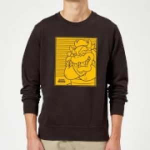 Image of Nintendo Super Mario Bowser Retro Line Art Sweatshirt - Black - 5XL
