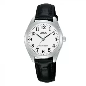 Image of Lorus Dress Ladies Black Leather Strap Watch