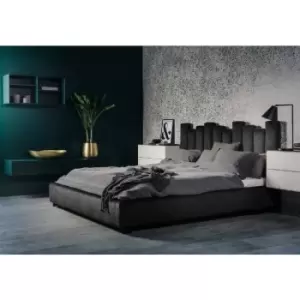 Image of Glexton Upholstered Beds - Plush Velvet, Single Size Frame, Black - Black