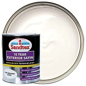 Image of Sandtex 10 Year Exterior Satin Paint - Pure Brilliant White 750ml