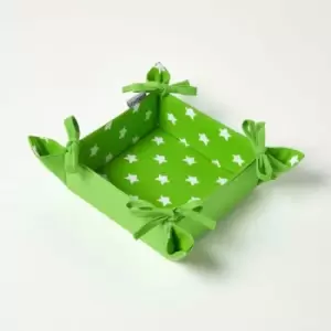 Image of HOMESCAPES Green Stars Reversible Bread Basket - Green