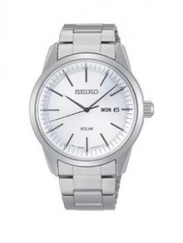 Image of Seiko Seiko Silver And Blue Detail Daydate Dial Stainless Steel Bracelet Mens Watch