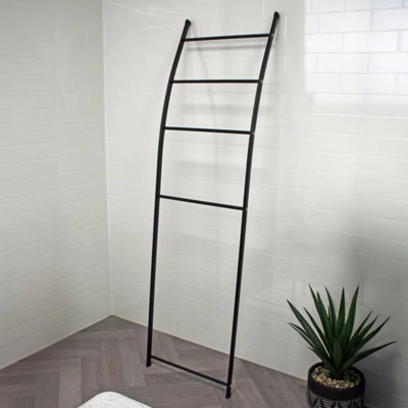 Image of Showerdrape Apex Black Bathroom Towel Ladder, Black APEXB