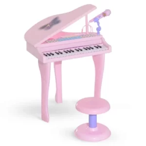 Image of Homcom 37 Key Musical Mini Electronic Piano, Pink