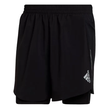 Image of adidas Designed 4 Running Two-in-One Shorts Mens - Black