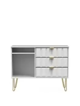 Image of Swift Cube Ready Assembled 3 Drawer TV Unit - Fits Up To To 48" TV - White