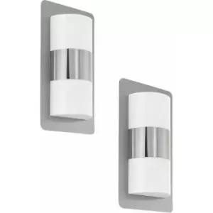 Image of Loops - 2 pack IP44 Outdoor Wall Light Modern Stainless Steel 2x 10W E27 Porch Lamp