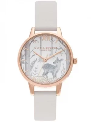 Image of Olivia Burton Snow Globe Rose Gold and Blush Strap Watch OB16SG11