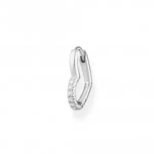 Image of Charming Sterling Silver White Heart Single Hoop Earring CR693-051-14