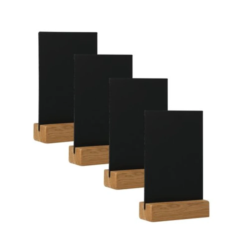 Image of Deflecto Deflecto Double Sided A4 Countertop Chalkboard Information Display Dark Oak (Pack of 4) TCB-A4-OAKX4 TCB-A4-OAKX4