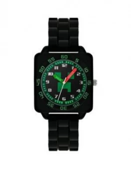 Image of Disney Minecraft Black And Green Dial Black Strap Kids Watch