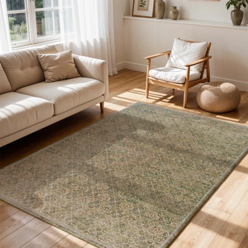 Image of Galey Alix X Livabliss Vintage Oriental Boho Brown/olive Myrtle Avenue Ii Area Rug 160 X 230 Cm - Ideal For Living Room
