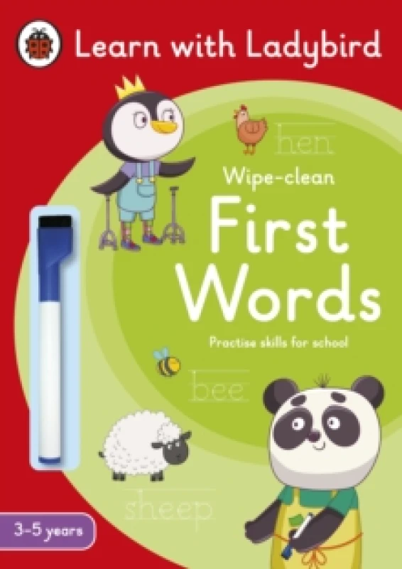 Image of Ladybird First Words: A Learn with Ladybird Wipe-Clean Activity Book 3-5 years Book Multi unisex