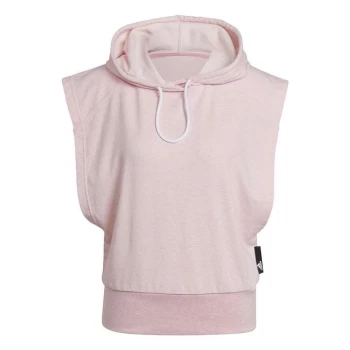 Image of adidas Studio Lounge Hooded Tee Womens - Botanic Pink Mel