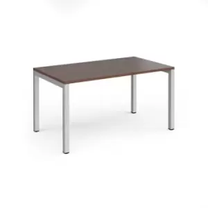 Image of Bench Desk Single Person Starter Rectangular Desk 1400mm Walnut Tops With Silver Frames 800mm Depth Connex