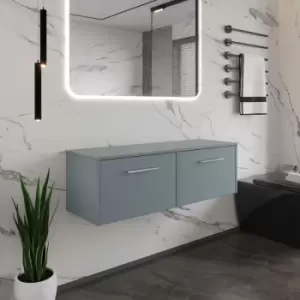 Image of Hudson Reed Juno Wall Hung 2-Drawer Vanity Unit with Worktop 1200mm Wide - Coastal Grey