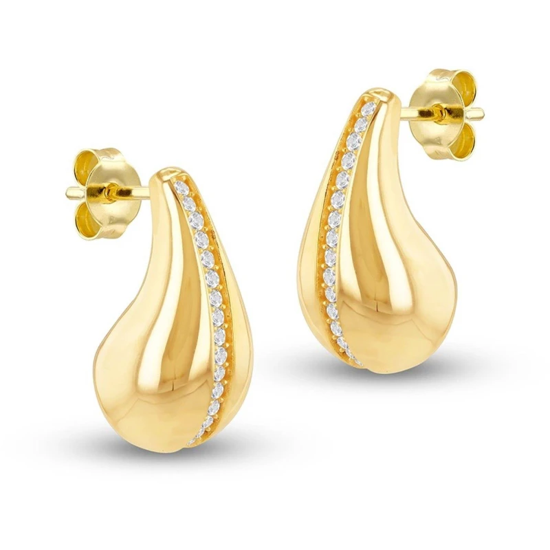 Image of Be You 9ct Gold CZ Teardrop Stud Earring Yellow Gold female One Size