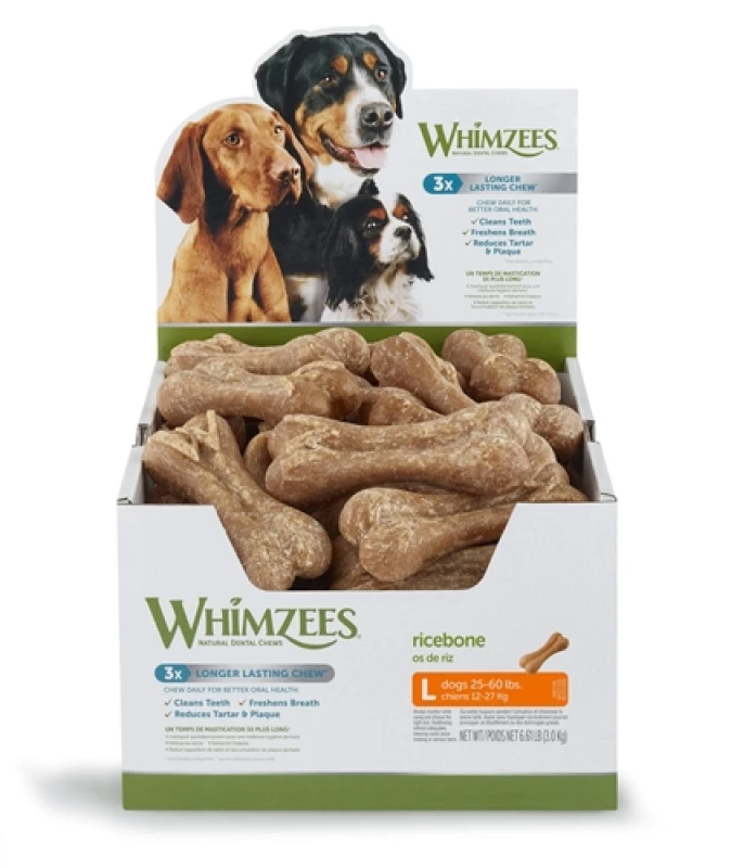 Image of Whimzees Rice Bone All Natural Daily Dental Dog Chew, 50 Pack