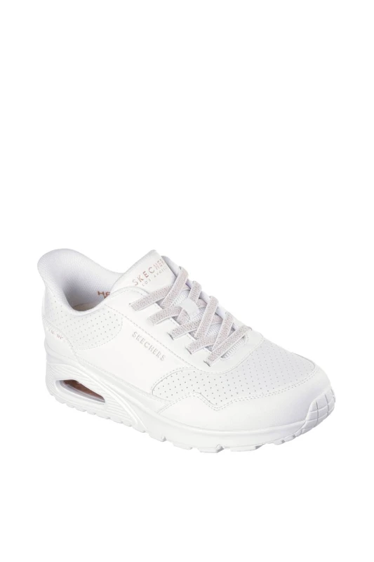 Image of Skechers Womens UNO BANKSIA LUXE Slip-In Sneaker White Size: 4 White Female 4