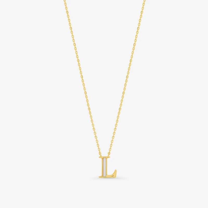 Image of Inicio 14K Gold Plated Pearl Initial Pendant - L Pendant Necklaces One Size Gold 71600410000