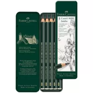 Image of Faber Castell 9000 Jumbo Graphite Pencil Tin Set of 5