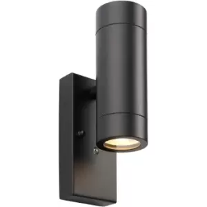 Image of Twin Up & Down IP44 Wall Light - Photocell Sensor - 2 x 7W GU10 LED - Matt Black