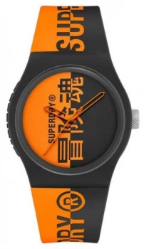 Image of Superdry Black & Orange Printed Silicone Soft Touch Strap Watch