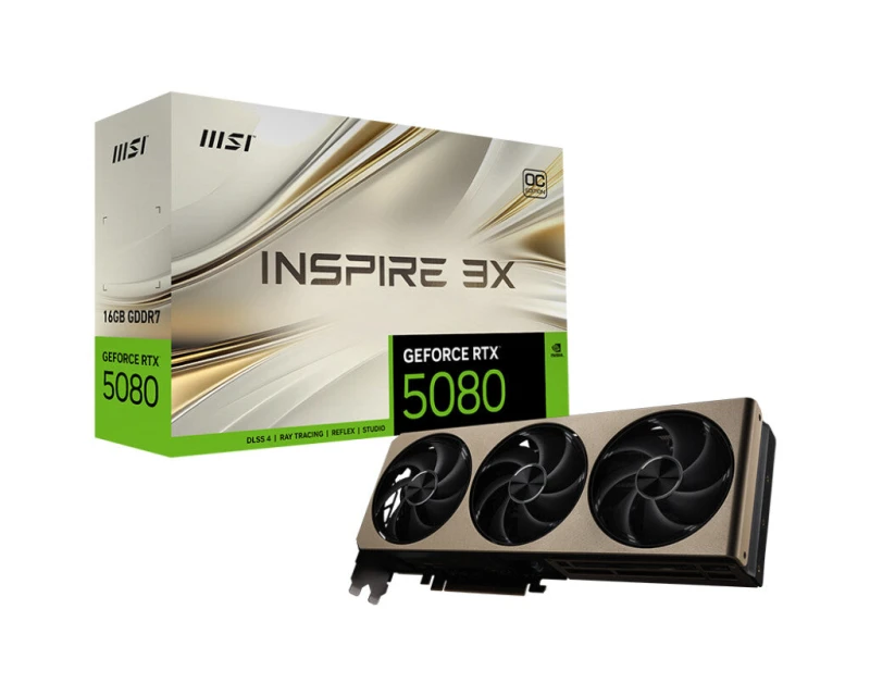Image of MSI GEFORCE RTX 5080 16G INSPIRE 3X OC graphics card NVIDIA 16GB GDDR7 GEFORCE RTX 5080 16G INSPIRE 3X OC