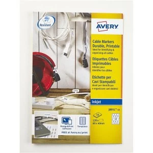 Image of Avery J8951 Inkjet Cable Markers on A4 Sheets 120 Labels