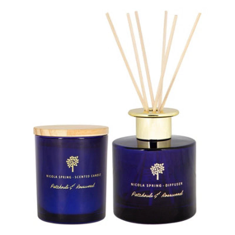Image of Nicola Spring Scented Candle & Reed Diffuser Set - 130G - Patchouli & Rosewood