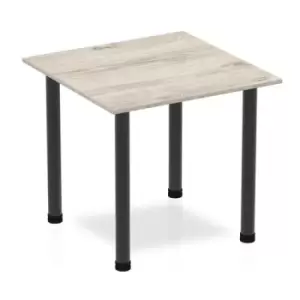 Image of Impulse 800mm Square Table Grey Oak Top Black Post Leg