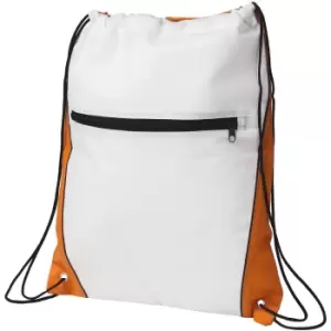 Image of Bullet Contrast Non Woven Drawstring Backpack (One Size) (White/Orange)