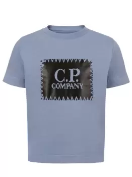 Image of C.P COMPANY KIDS Logo-Print T-Shirt Blue