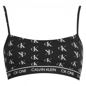 Image of Calvin Klein ONE Cotton Unlined Bralet - Black CK Print