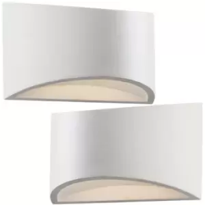 Image of 2 PACK 200mm LED Wall Light Warm White Primed White (ready to paint) Curved Lamp