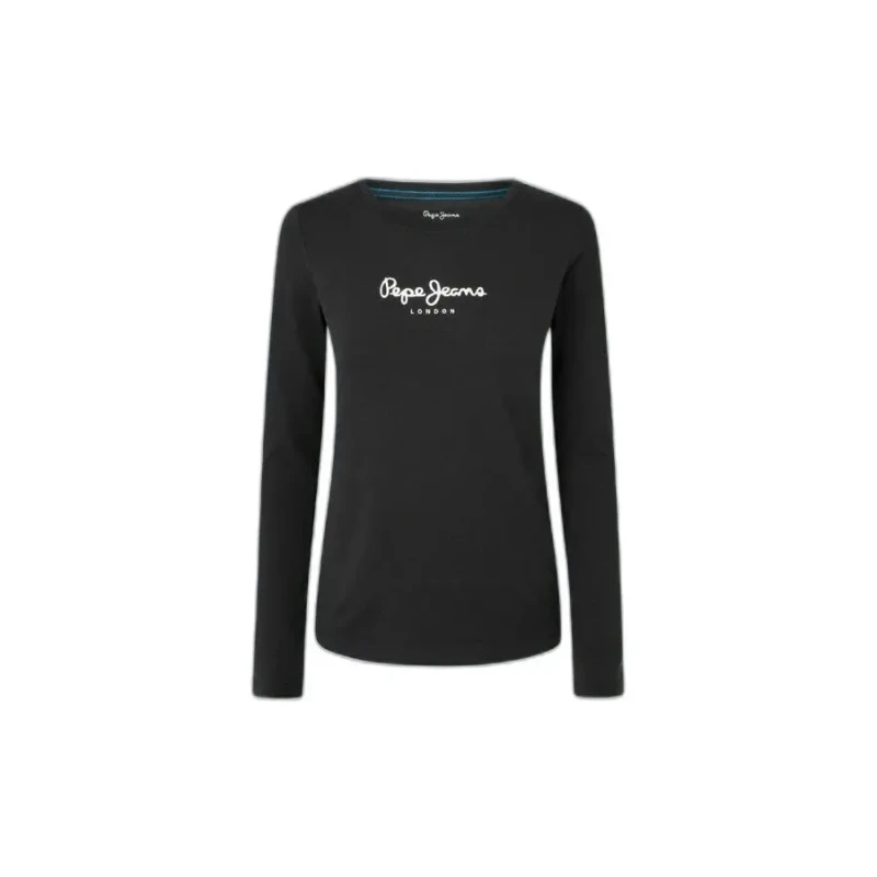 Image of Pepe Jeans Logo Print T-Shirt with Long Sleeves Black Women XS;M;XL