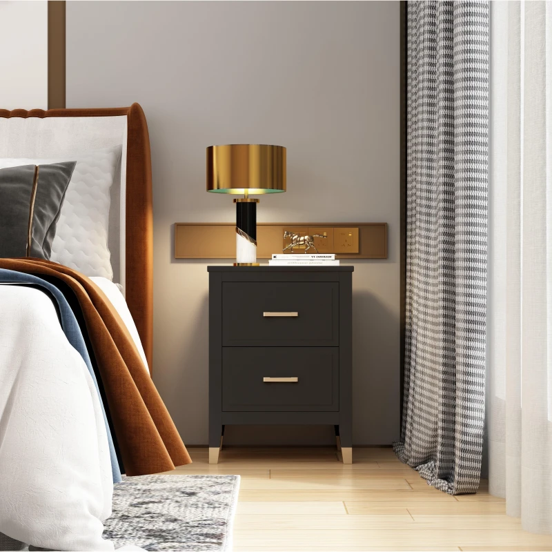 Image of Cabinet Bits Palazzi 2 Drawer Bedside Table Black