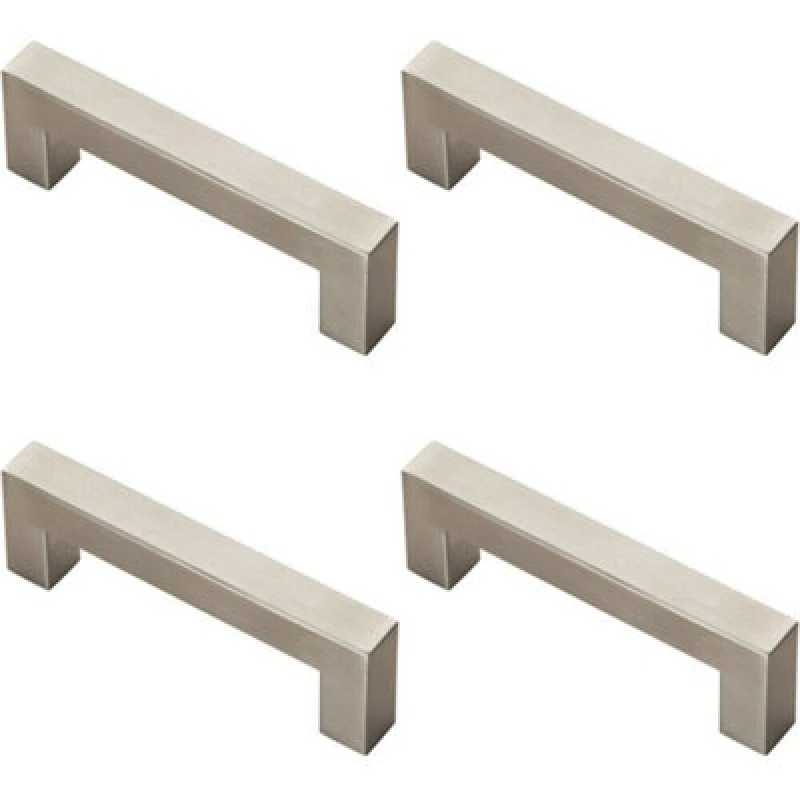 Image of Loops 4x Square Linear Block Pull Handle 110 x 14mm 96mm Fixing Centres Satin Steel Metallics unisex