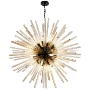 Image of Luminosa Hornby 32 Light E27, Round Ceiling Pendant Matt Black, Champagne Glass