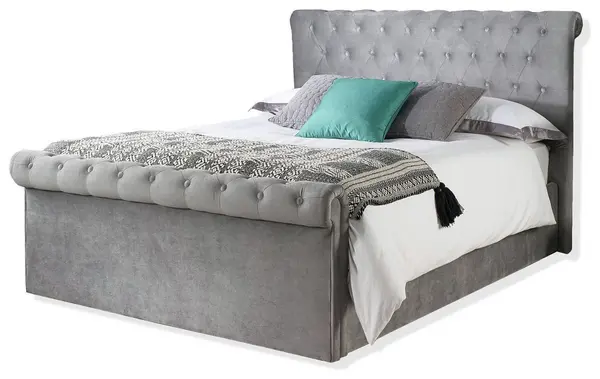 Image of Aspire Aspire Chesterfield Small Double Ottoman Bed Frame - Grey