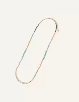 Image of Accessorize Womens Gold and Green Beaded Longline Necklace, Size: One Size
