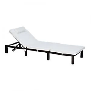 Image of Outsunny Rattan Lounger 01-0785 White, Brown