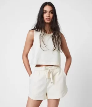 Image of AllSaints Womens Lila Crop Sweat Top, Ecru White, Size: 14