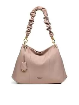 Image of Radley Cuba Street Leather Ruffle Medium Ziptop Shoulder Bag - Prairie Pink