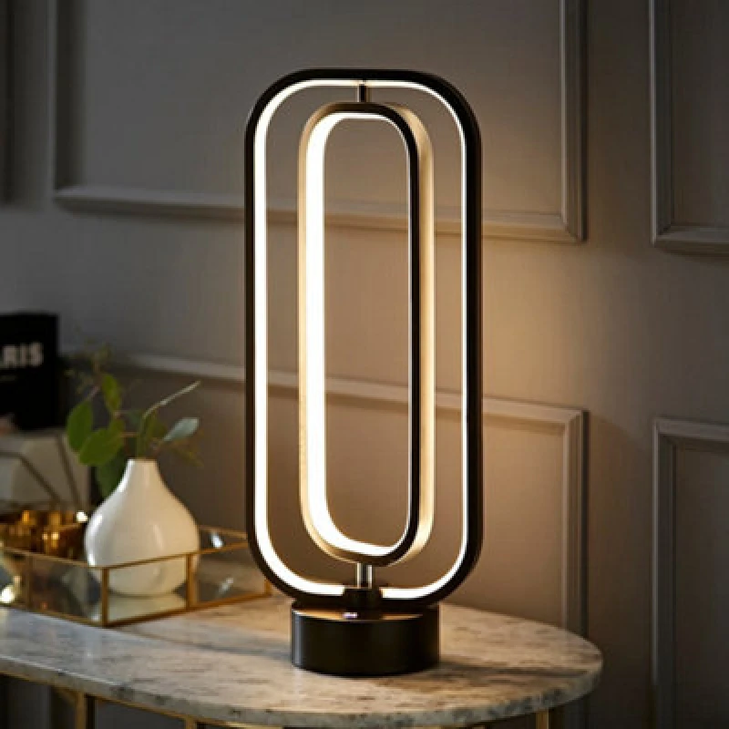 Image of ValueLights ValueLights Infinity Matte Black Revolving Integrated LED Table Lamp Black One Size Unisex 5016529271413