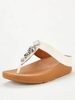 Image of Fitflop Fino Textured Circles Toe Post Sandal - White