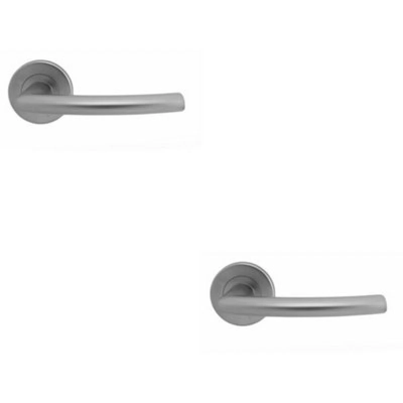Image of Loops 2x PAIR Oval Shaped Curved Bar Handle Concealed Fix Round Rose Satin Chrome Multi