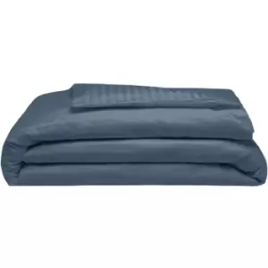 Image of Belledorm 540 Thread Count Satin Stripe Duvet Cover Set (Double) (Navy) - Navy