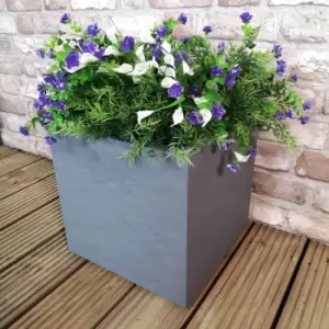 Image of EDA - 29cm Square Strong Plastic Garden Indoor / Outdoor Pot Planter With Water Retention zone - Light Grey
