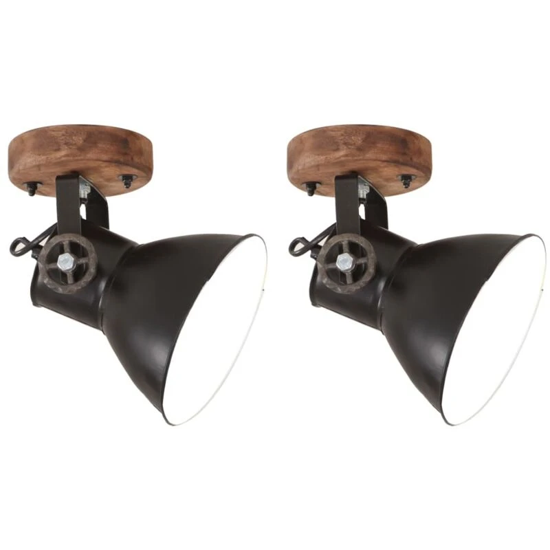 Image of VIDAXL Industrial Wall/Ceiling Lamps 2 pcs Black 20x25cm E27 vidaXL 8720286023983